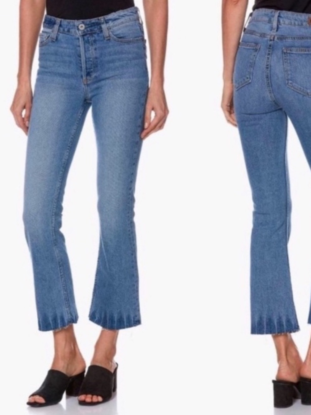 Paige Colette Crop Flare Jeans in Crossley Wash